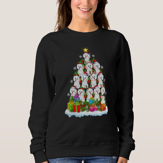 Sweatshirt Xmas Holiday  Santa Havanese Dog Christmas Tree (Devant)