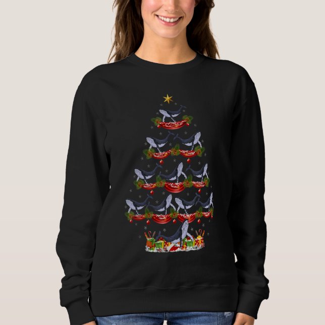 Sweatshirt Xmas Holiday Santa Humpback Whale Christmas Tree (Devant)