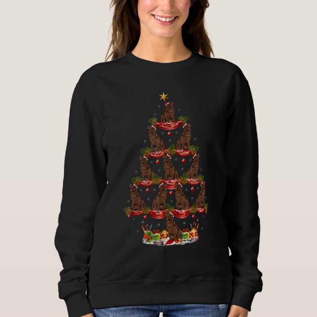 Sweatshirt Xmas Holiday Santa Newfoundland Dog Christmas Tree (Devant)