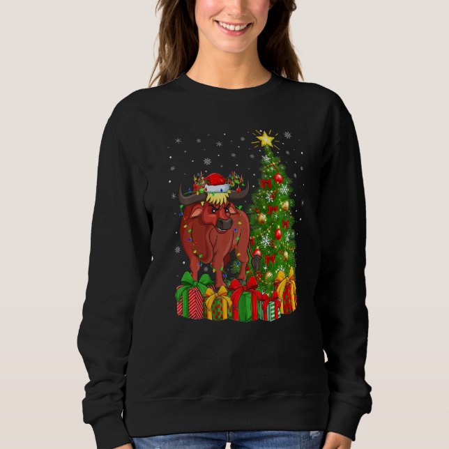 Sweatshirt Xmas Holiday Santa Water Buffalo Christmas Tree   (Devant)