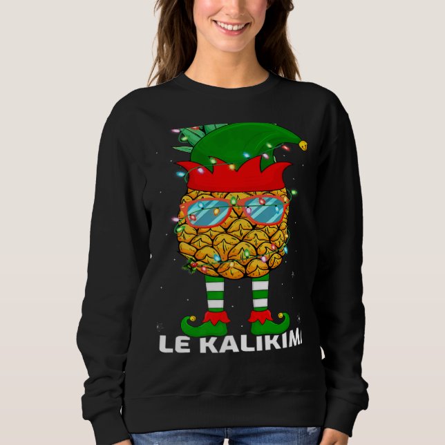 Sweatshirt Xmas Lighting Mele Kalikimaka Pineapple Elf Christ (Devant)