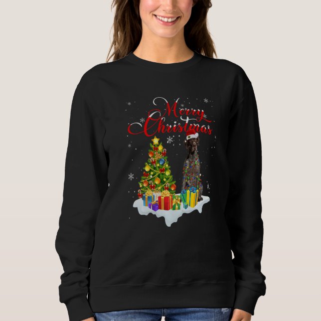 Sweatshirt Xmas Lighting Santa German Shorthaired Pointer Dog (Devant)
