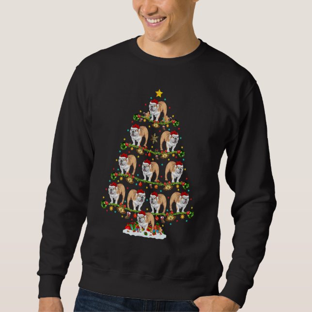 Sweatshirt Xmas Lights Santa English Bulldog Christmas Tree (Devant)