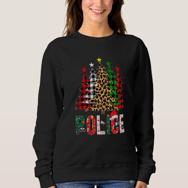 Sweatshirt Xmas Santa Police Leopard Plaid Print Christmas Tr (Devant)