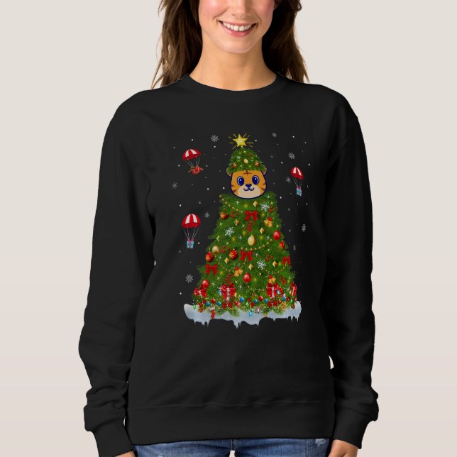 Sweatshirt Xmas Tree Decorations Lights Santa Balinese Cat Ch (Devant)
