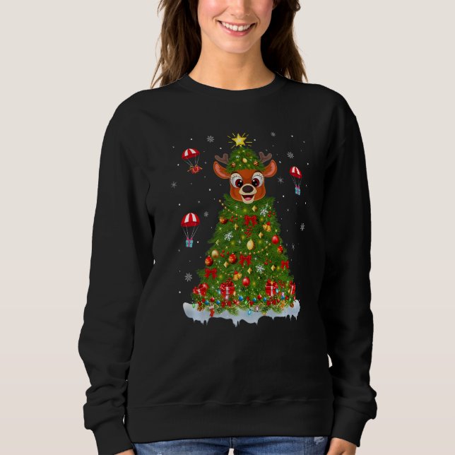 Sweatshirt Xmas Tree Decorations Lights Santa Deer Christmas (Devant)