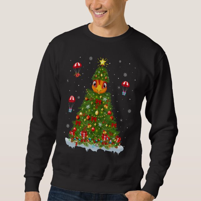 Sweatshirt Xmas Tree Decorations Lights Santa Rooster Bird Ch (Devant)