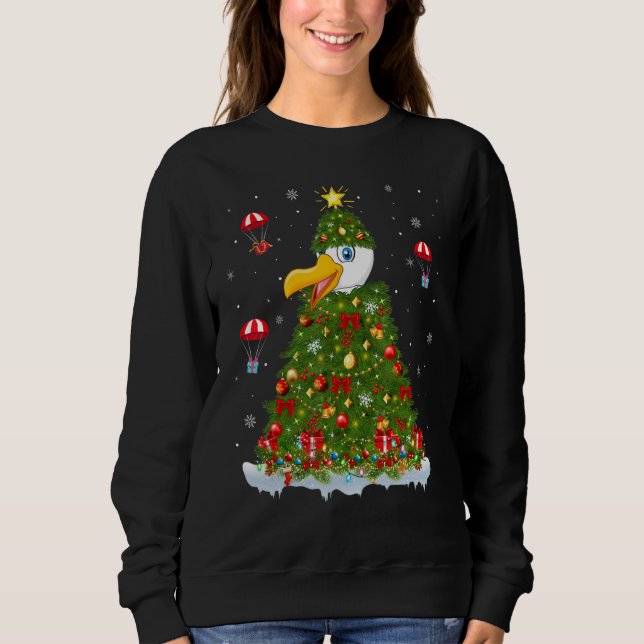 Sweatshirt Xmas Tree Decorations Lights Santa Seagull Bird Ch (Devant)