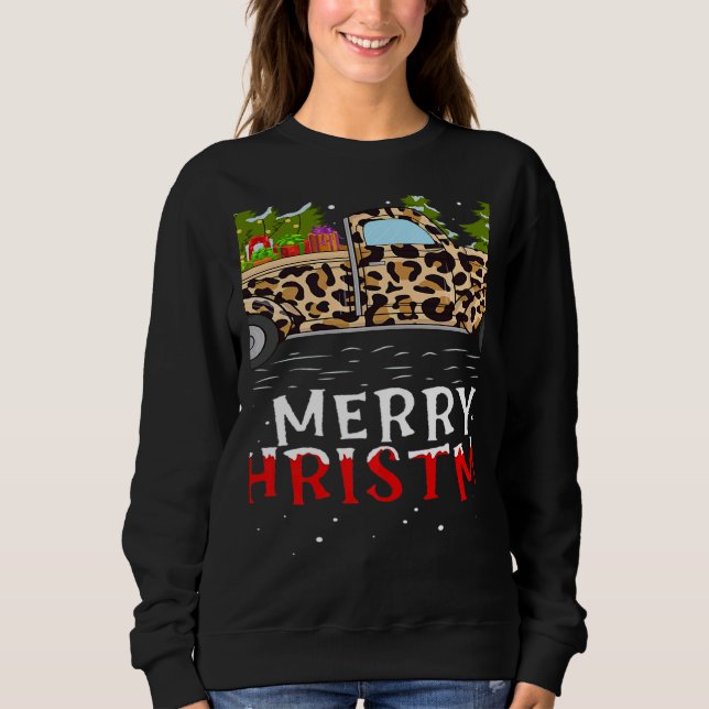 Sweatshirt Xmas Tree Leopard Plaid Truck Merry Christmas   (Devant)