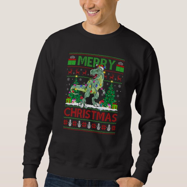 Sweatshirt Xmas Tree Lights Ugly Santa Spinosaurus Dinosaur C (Devant)
