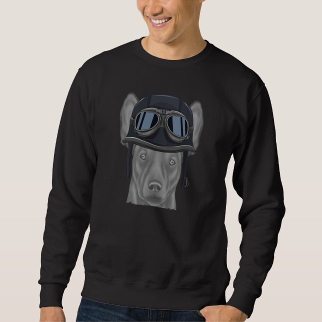 Sweatshirt Xoloitzcuintli Wearing Vintage Motorcycle Helmet (Devant)