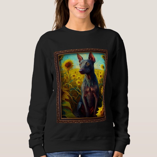 Sweatshirt Xoloitzcuintli Xolo Painting Sunflower Flower Mom  (Devant)