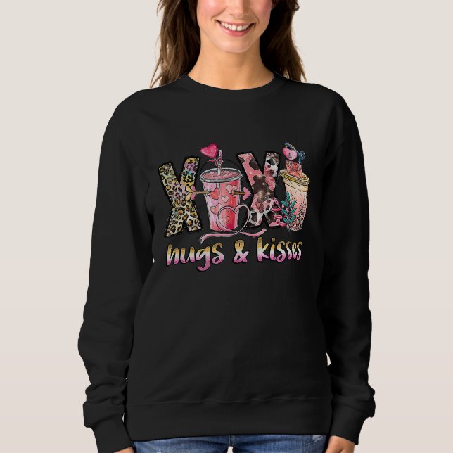 Sweatshirt Xoxo Hugs and Kisses Coffee  Heart Valentine's Day (Devant)
