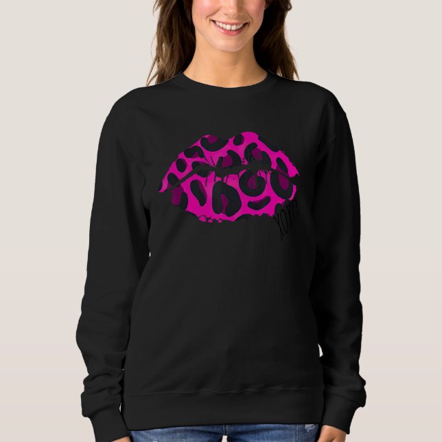 Sweatshirt XOXO Pink Leopard Lip Valentine's Day (Devant)