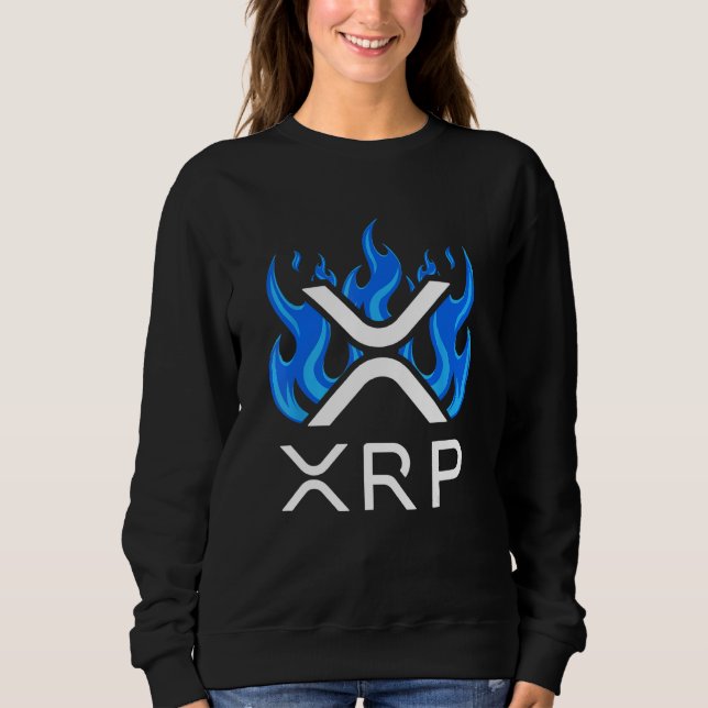 Sweatshirt XRP - XRP Cryptodevise - Logo XRP - Flames bleues (Devant)