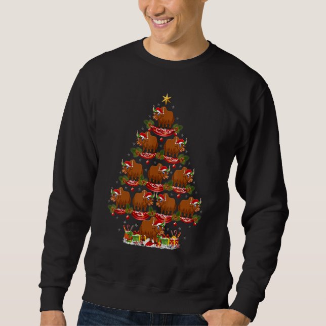 Sweatshirt Yak   Xmas Holiday Santa Yak Christmas Tree (Devant)