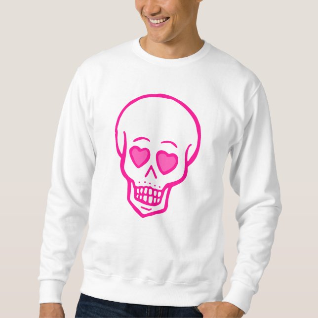 Sweatshirt yeux de coeur rose crâne valentines (Devant)