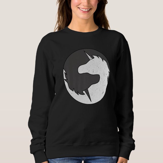 Sweatshirt Yin and Yang Unicorn Mythical Creatures Meditation (Devant)