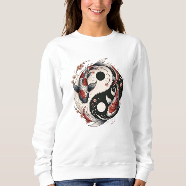 Sweatshirt Yin et Yang Poisson Koi Japonais (Devant)