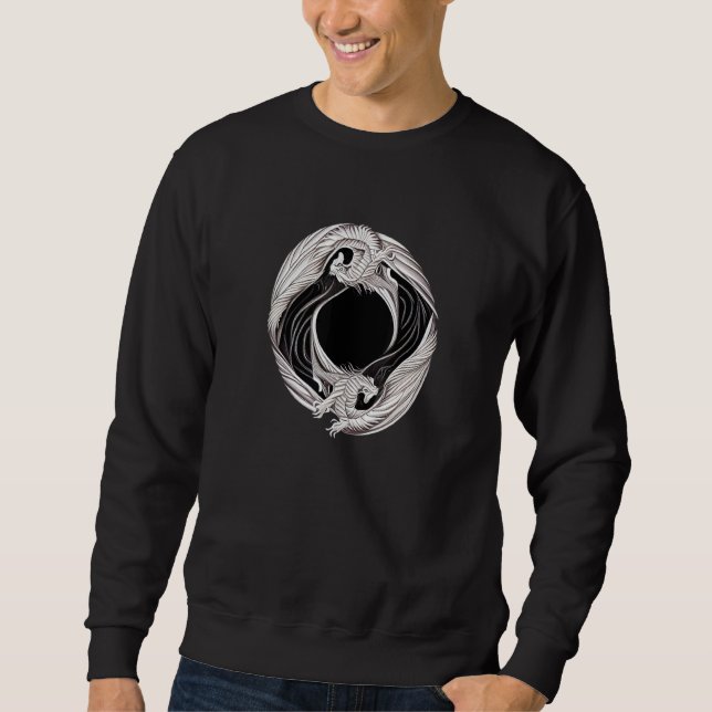 Sweatshirt Yin Yang Dragon Japanese Dragons Asian Style Ying  (Devant)