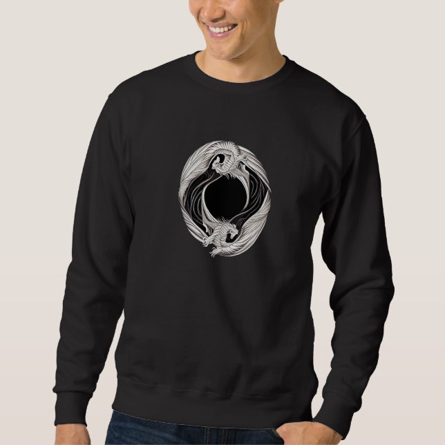 Sweatshirt Yin Yang Dragon Japanese Dragons Asian Style Ying  (Devant)