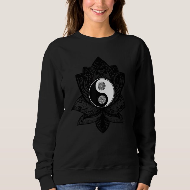 Sweatshirt Yin Yang Lotus Mandala Qi Gong Yoga Tai Chi (Devant)