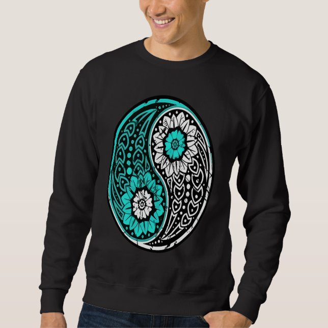 Sweatshirt Yin Yang Ornate Namaste Yoga Peace Mindfulness Med (Devant)
