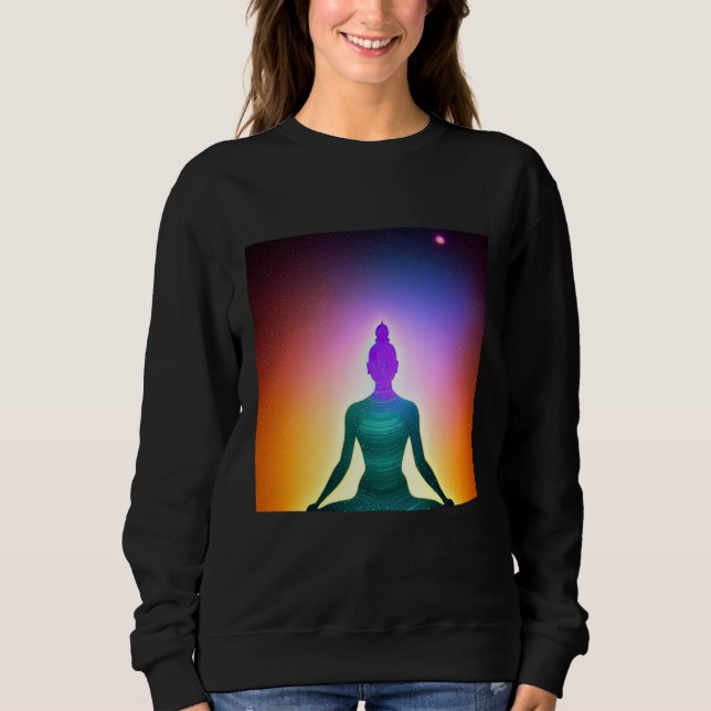 Sweatshirt Yoga Girl Female Sun Salutation Meditation Chakra  (Devant)