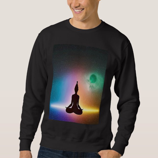Sweatshirt Yoga Girl Female Sun Salutation Meditation Chakra  (Devant)