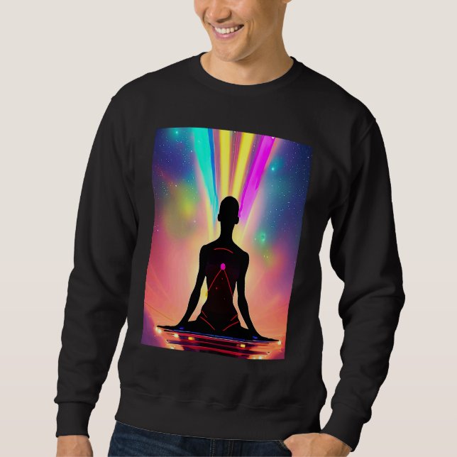 Sweatshirt Yoga Girl Female Sun Salutation Meditation Chakra  (Devant)