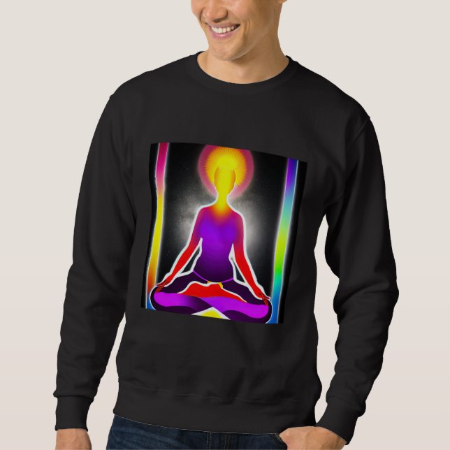 Sweatshirt Yoga Girl Female Sun Salutation Meditation Chakra  (Devant)