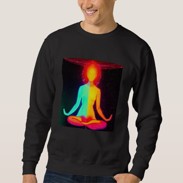Sweatshirt Yoga Girl Female Sun Salutation Meditation Chakra  (Devant)