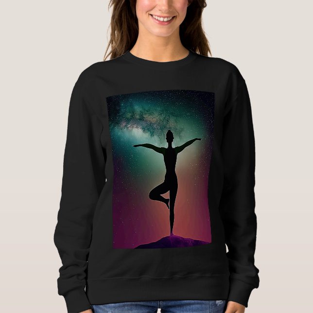 Sweatshirt Yoga Girl Female Sun Salutation Meditation Chakra  (Devant)