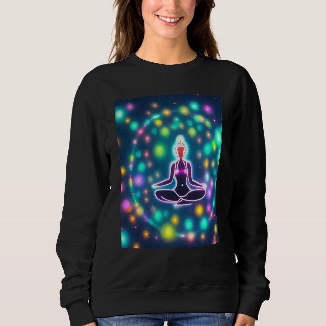 Sweatshirt Yoga Girl Female Sun Salutation Meditation Chakra  (Devant)