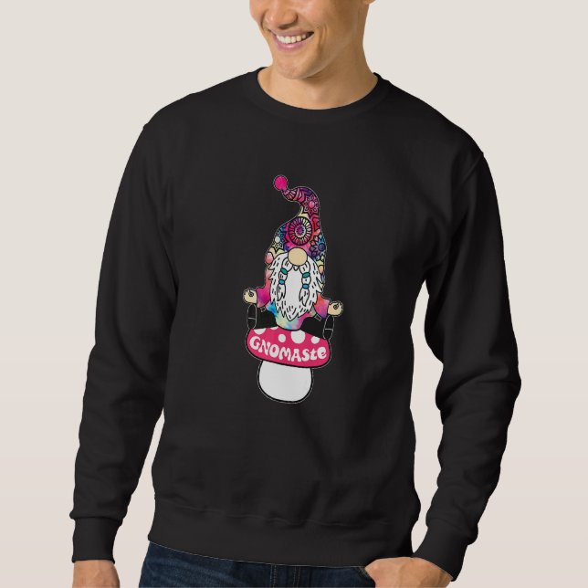 Sweatshirt Yoga Gnome Gnomaste Meditating Mushroom Hippie Tye (Devant)