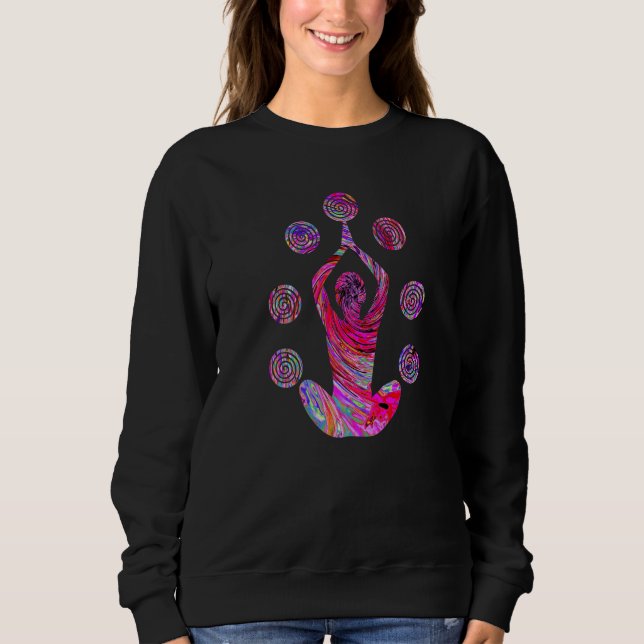 Sweatshirt Yoga Meditation Pose with Spirals in Red and Pink  (Devant)