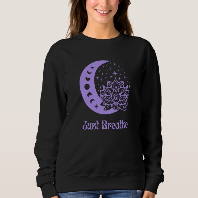 Sweatshirt Yoga Moon Phase Lotus Flower Reiki Meditation Just (Devant)