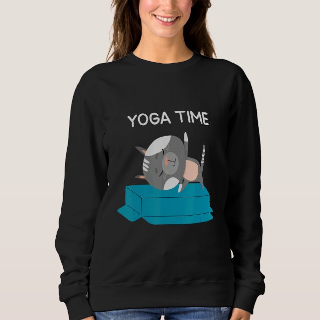 Sweatshirt Yoga Time Chat Relax Méditation (Devant)