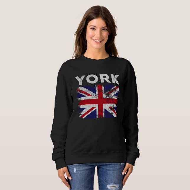 Sweatshirt York UK Drapeau Angleterre Souvenir (Devant entier)