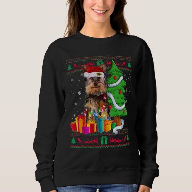 Sweatshirt Yorkie Christmas Sweater Yorkie Christmas Tree Lig (Devant)