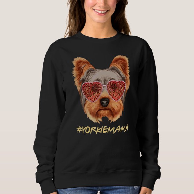 Sweatshirt Yorkie Maman Léopards Yorkshire Terrier Mama (Devant)