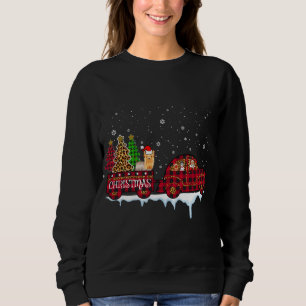 Sweatshirt Yorkshire Chien Noël Camion Rouge Plaqué Père Noël
