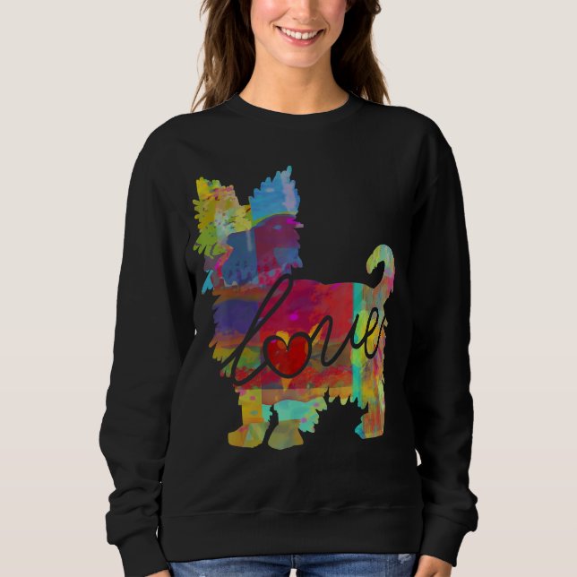 Sweatshirt Yorkshire Terrier Aimer Floral Aquarelle Yorkie Do (Devant)