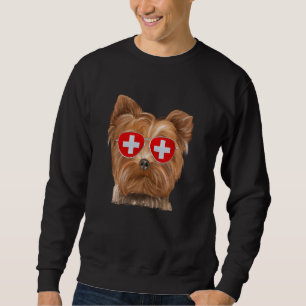 Sweatshirt Yorkshire Terrier Chien Suisse Drapeau Lunettes de
