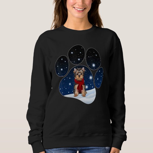Sweatshirt Yorkshire Terrier Hiver Neige Patte Chiens Noël (Devant)