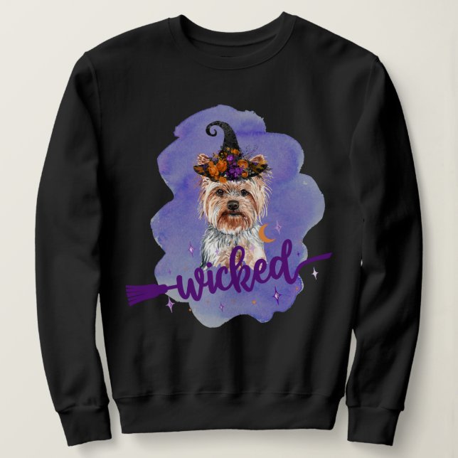 Sweatshirt Yorkshire Terrier Wicked Witple Purple (Design devant)