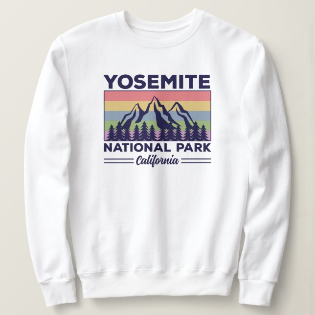 Sweatshirt Yosemite National Park California Retro Randonnée (Design devant)