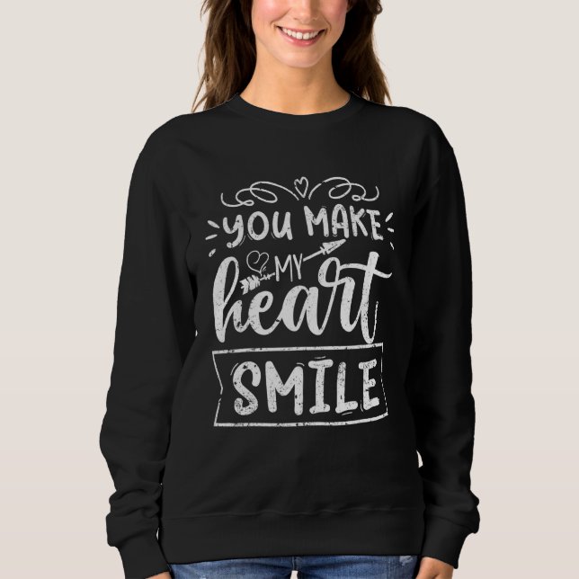 Sweatshirt You Make My Heart Smile Couple Matching Love Boys  (Devant)
