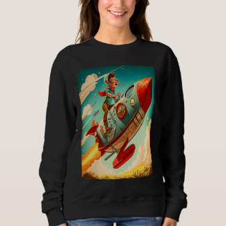 Sweatshirt Young Boy Pilot Riding Rocket Race Space Old Imagi