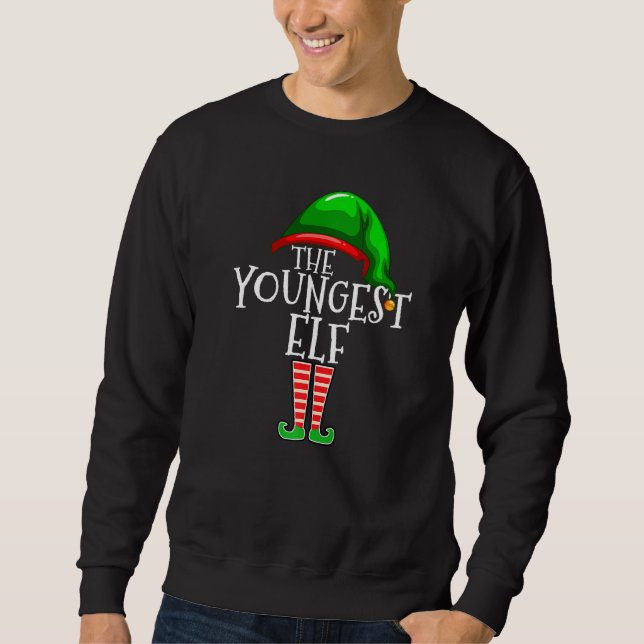 Sweatshirt Youngest Elf  Family Matching Group Christmas (Devant)